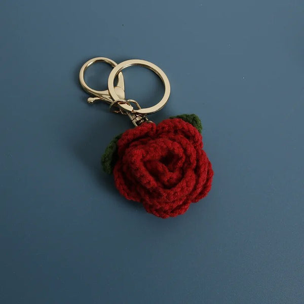 Crochet Rose Sunflower Keychain