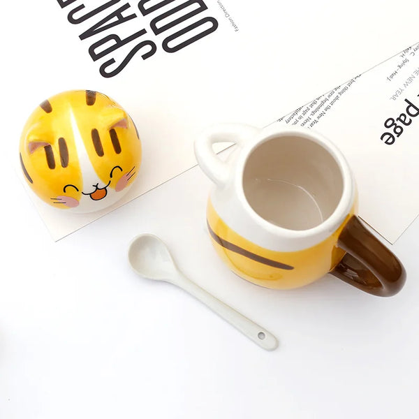 Cat Ceramics Mug with Spoon