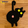 Knitted Cat Shape Cup Coaster Cute Animal Coffee Mug Table Mat Placemat Heat Insulation Cat Butt Dining Mat Kitchen Accessories