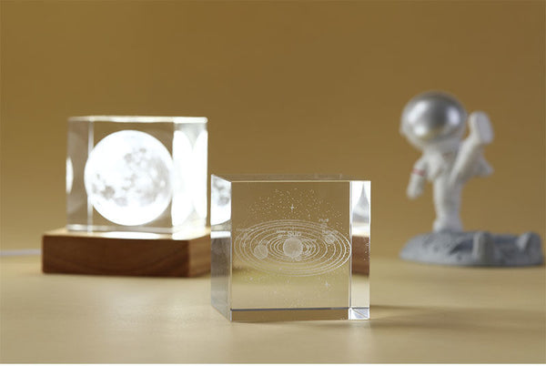 3D Moon Crystal Glass Cube