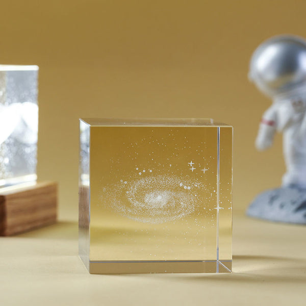 3D Moon Crystal Glass Cube