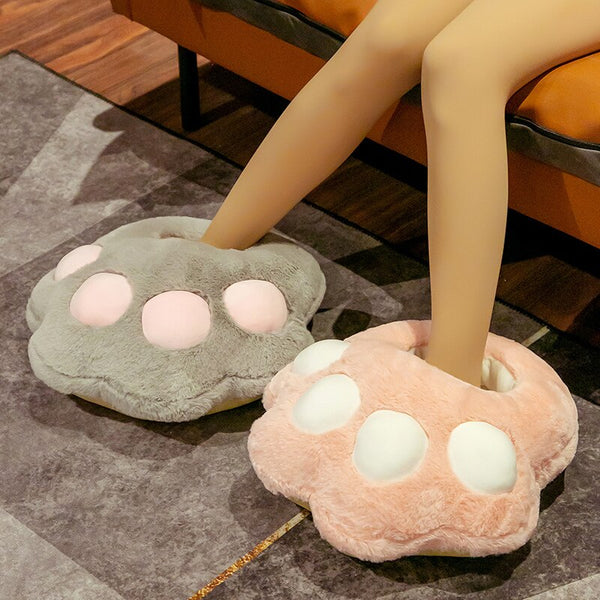 Plush Cat Paw Slippers