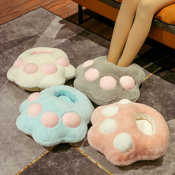 Plush Cat Paw Slippers