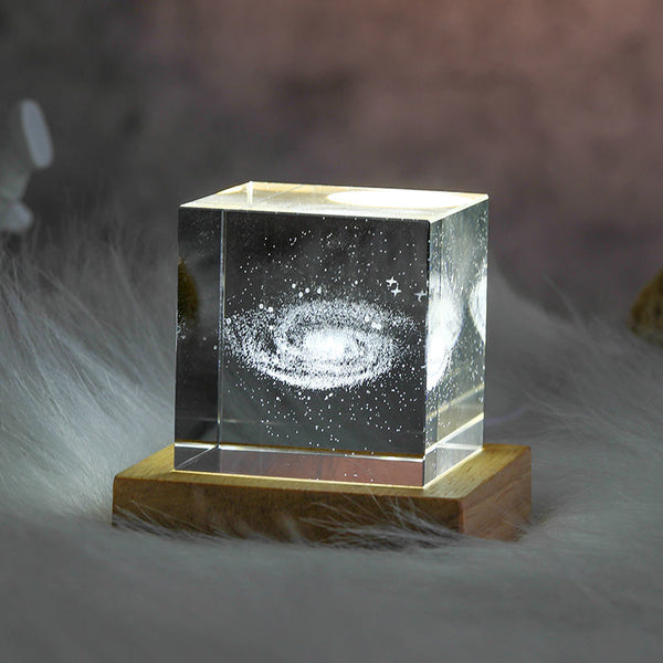 3D Moon Crystal Glass Cube