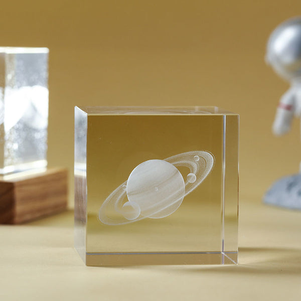 3D Moon Crystal Glass Cube