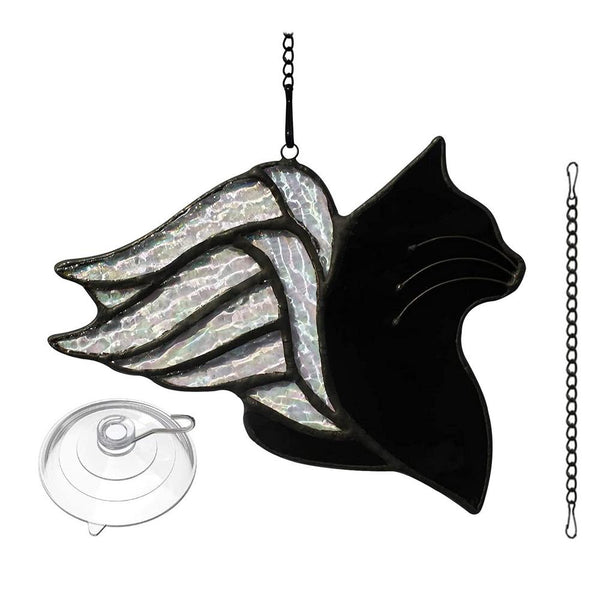 Stained Glass Cat On The Moon Window Hanging Pendant