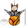 Stained Glass Cat On The Moon Window Hanging Pendant