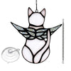 Stained Glass Cat On The Moon Window Hanging Pendant