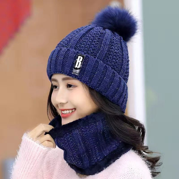 Wool Thick Knitted Beanie With Face Covering