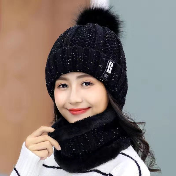 Wool Thick Knitted Beanie With Face Covering