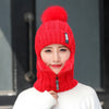 Wool Thick Knitted Beanie With Face Covering