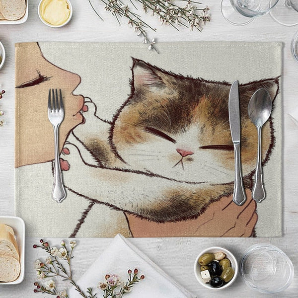 Cat Linen Table Mat