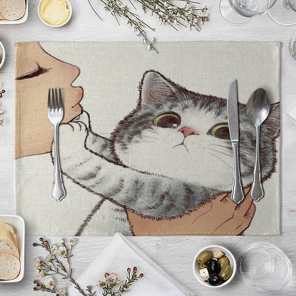 Cat Linen Table Mat