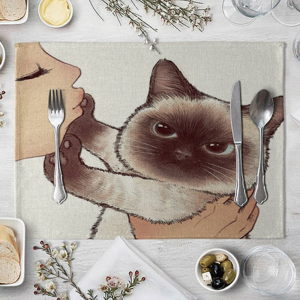 Cat Linen Table Mat