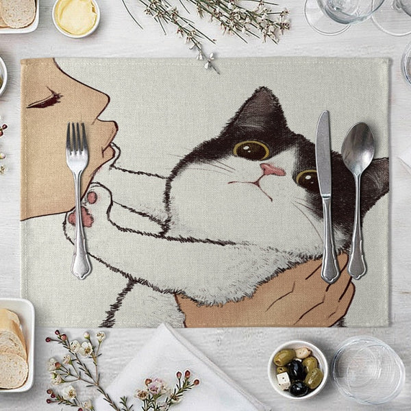 Cat Linen Table Mat