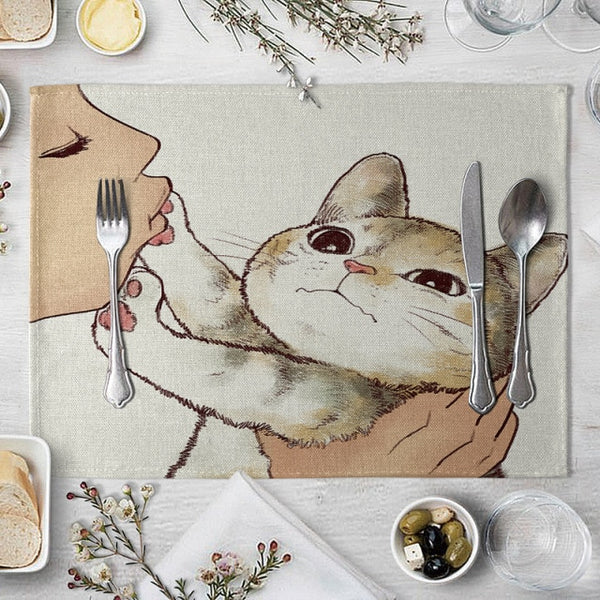 Cat Linen Table Mat