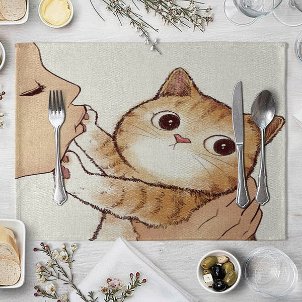 Cat Linen Table Mat