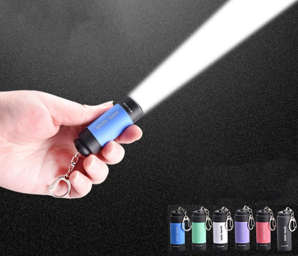 Mini LED Rechargeable Flashlight Key Chain - Waterproof