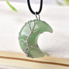 Tree Of Life Moon Shape Natural Stone Necklace