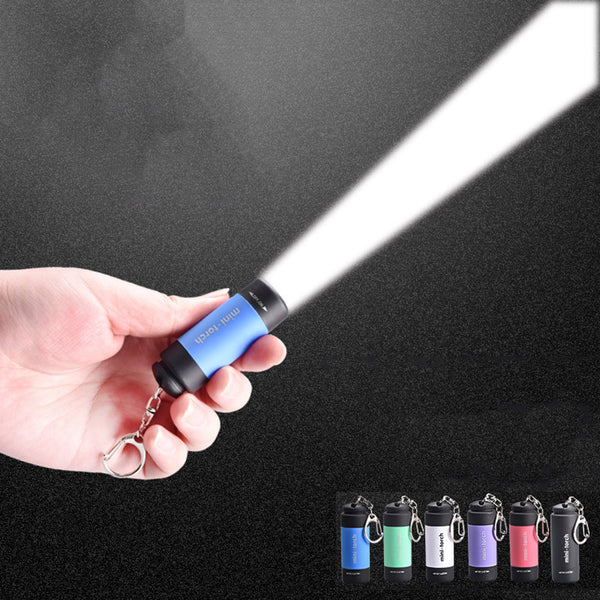 Mini LED Rechargeable Flashlight Key Chain - Waterproof