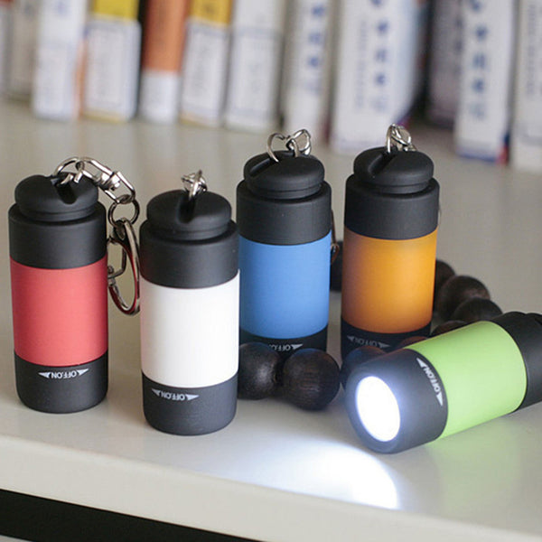 Mini LED Rechargeable Flashlight Key Chain - Waterproof