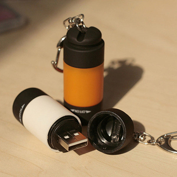 Mini LED Rechargeable Flashlight Key Chain - Waterproof