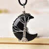 Tree Of Life Moon Shape Natural Stone Necklace