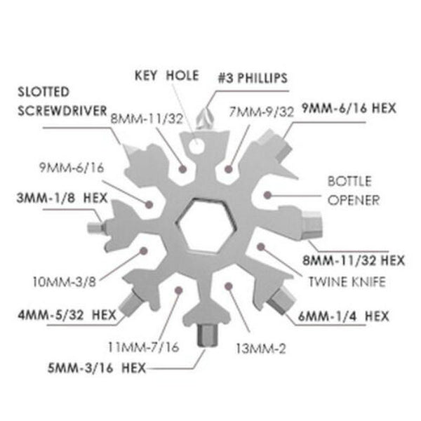 Portable 18 In 1 Mini Snowflake Multi Pocket Tool