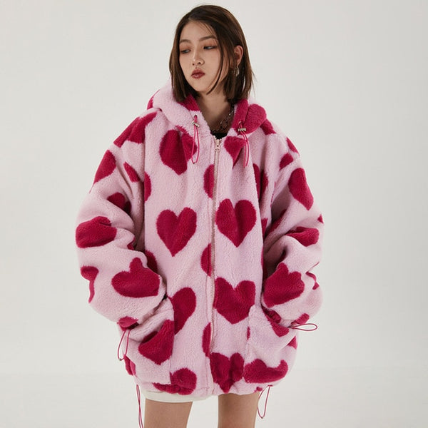 Heart Hooded Cotton Coat