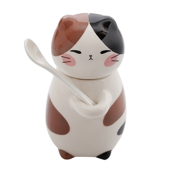 Cat Ceramics Coffee Mug With Spoon