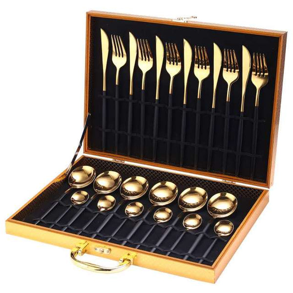 24pcs Gold Dinnerware Set Stainless Steel