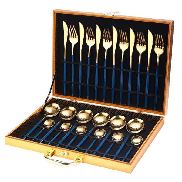 24pcs Gold Dinnerware Set Stainless Steel