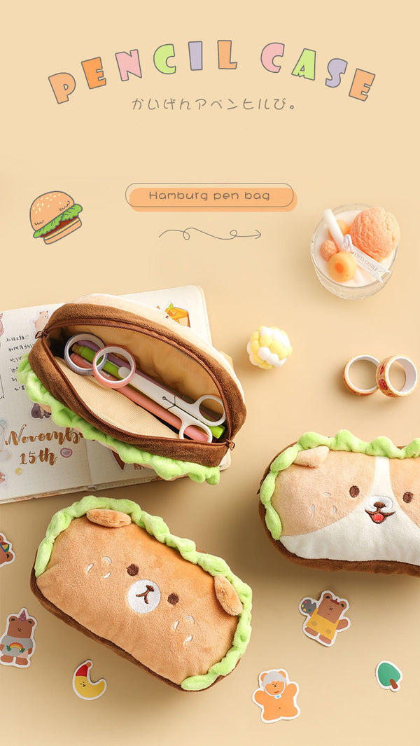 Hamburger Plush Pencil Case