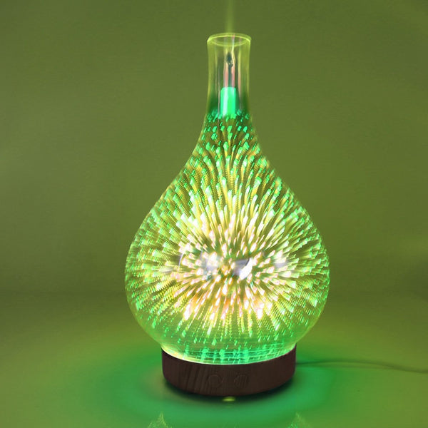 3D Fireworks Glass Vase Shape Air Humidifier with LED Night Light