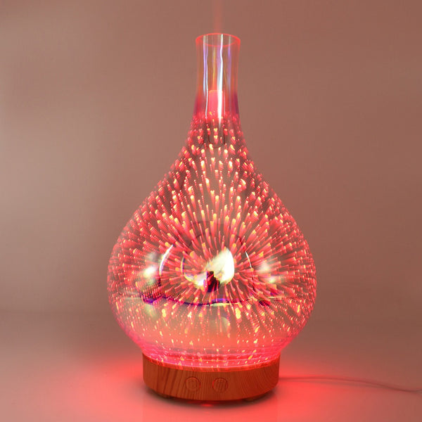 3D Fireworks Glass Vase Shape Air Humidifier with LED Night Light