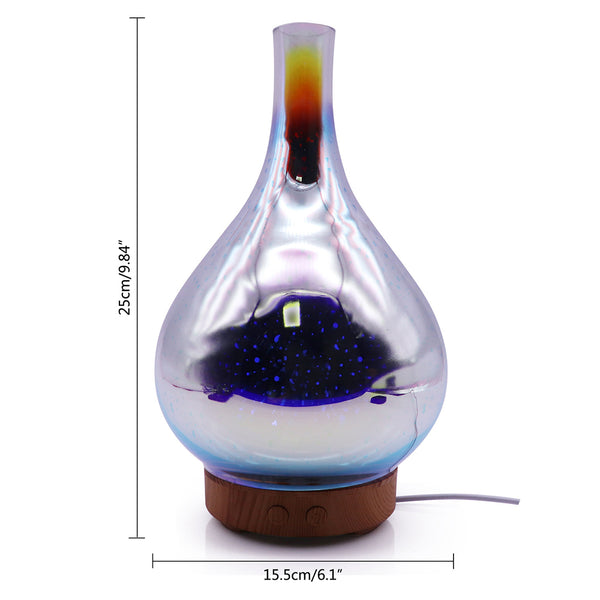 3D Fireworks Glass Vase Shape Air Humidifier with LED Night Light